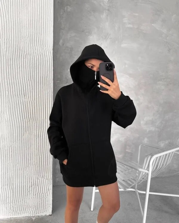 ZENZWEAVE Black Lava Mask Hoodie – Power, Mystery, Style