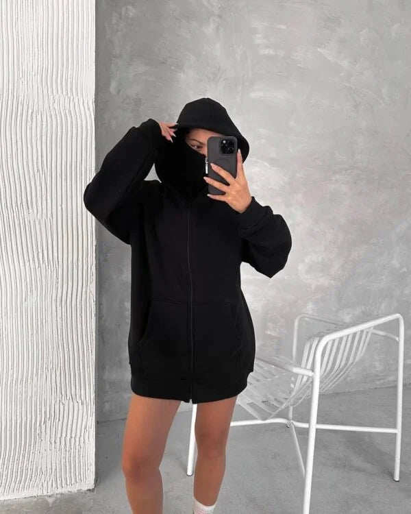 ZENZWEAVE Black Lava Mask Hoodie – Power, Mystery, Style
