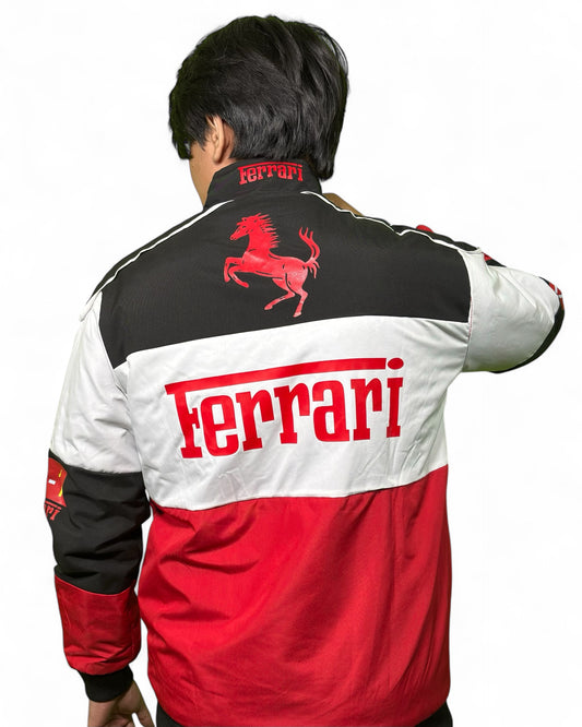 Ferrari F1 Heritage Racing Jacket – Tri-Color (Red, White & Black)