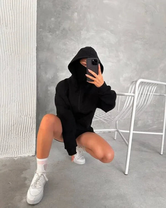 ZENZWEAVE Black Lava Mask Hoodie – Power, Mystery, Style